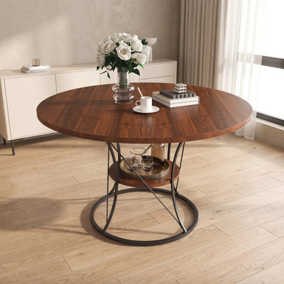 43" To 59" Farmhouse Expandable Round Dining Table For 4-6