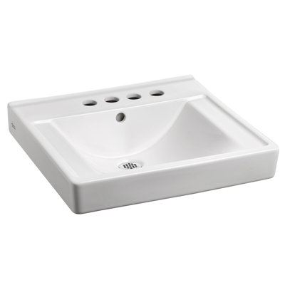 Lavabo de salle de bain mural rectangulaire en porcelaine vitreuse avec trop-plein Decorum