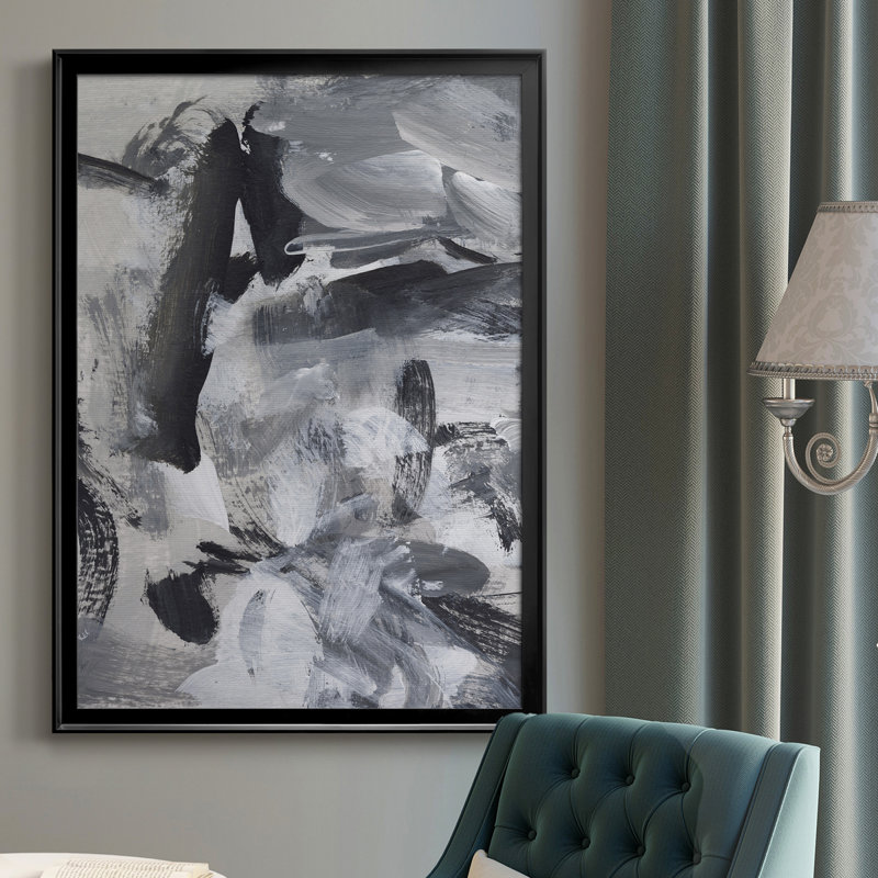 «Black & White Mix III», reproduction sur toile encadrée, H 30,5 po x l 22,5 po x P 1 po, Cadre noir