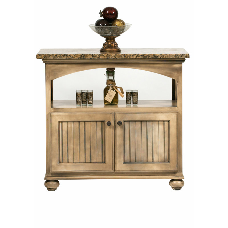 South Perth Granite Top Kitchen Island, Wood, Interesting Aqua