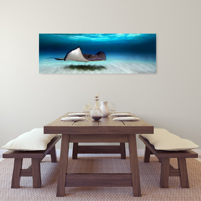 Southern Stingray North Sound Grand Cayman Cayman Islands by Todd Gustafson - Wrapped Canvas Panoramic Print