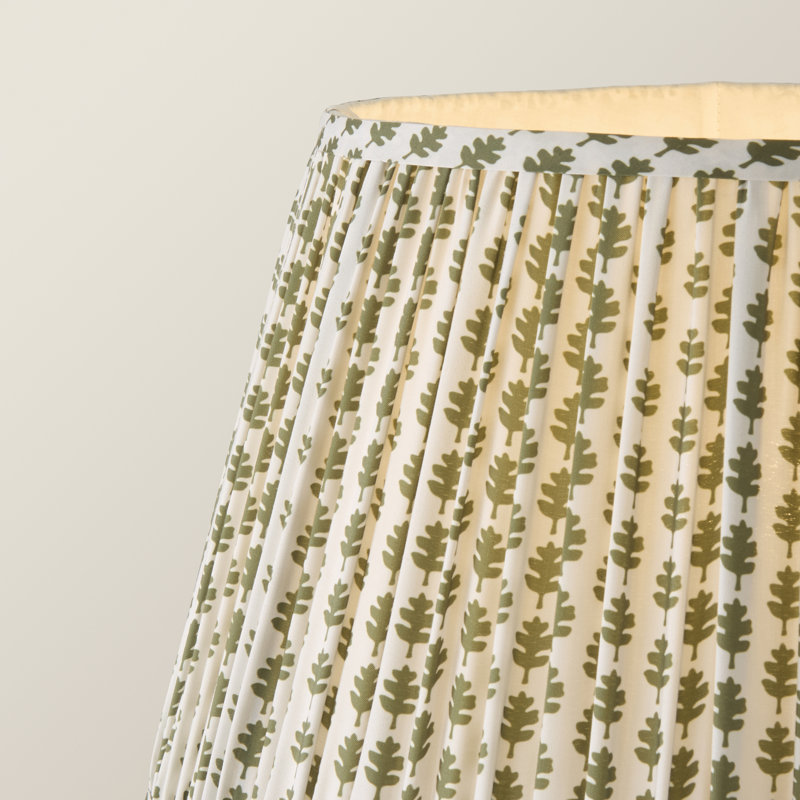 Teece Floor Lamp, Without Bulb, Green Floral, Mid Wood