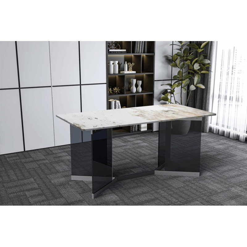 Table de salle à manger Kesley, Blanc / gris, H 29,5 po x L 55,11 po x l 31,5 po