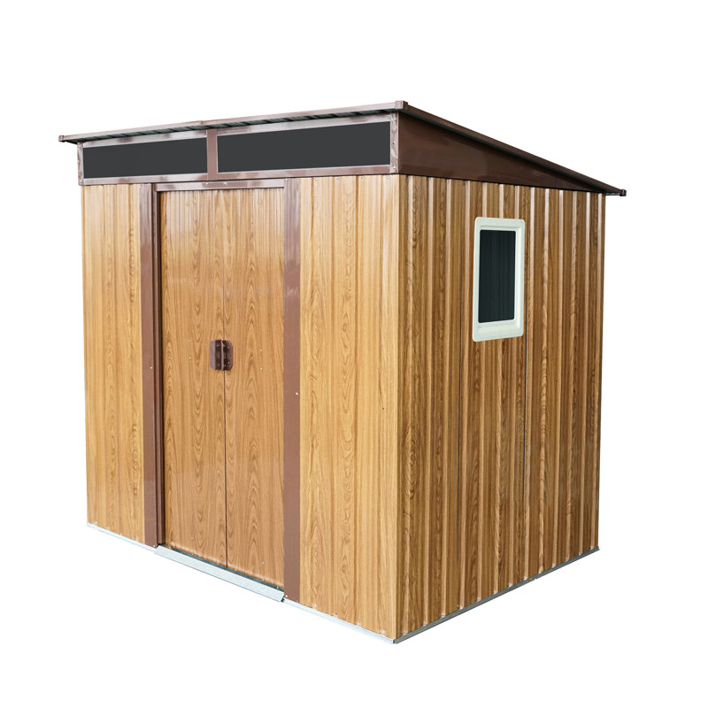6Ft X 5Ft Metal Shed For Backyard - To Harsh Weather Outdoor Storage With Transparent Plate & Lock Secure Visible, Coffee