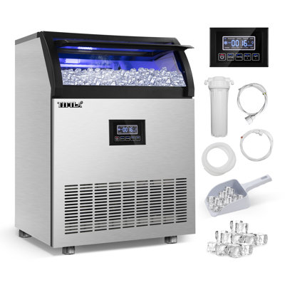 24.3 In. 260 Lbs. Built-in Ice Maker with 55 Lbs. Storage Bin, Flip-Up Door, Scoop, and Water Filter in Stainless Steel
