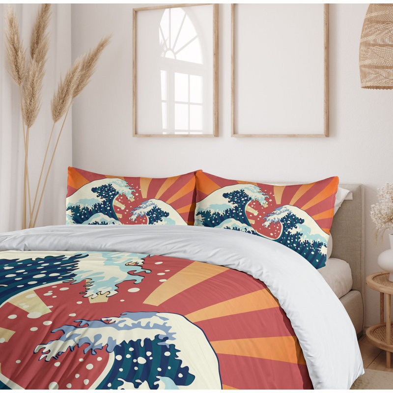 Japanese Modern & Contemporary Duvet Cover, King Duvet Cover + 2 King Shams
