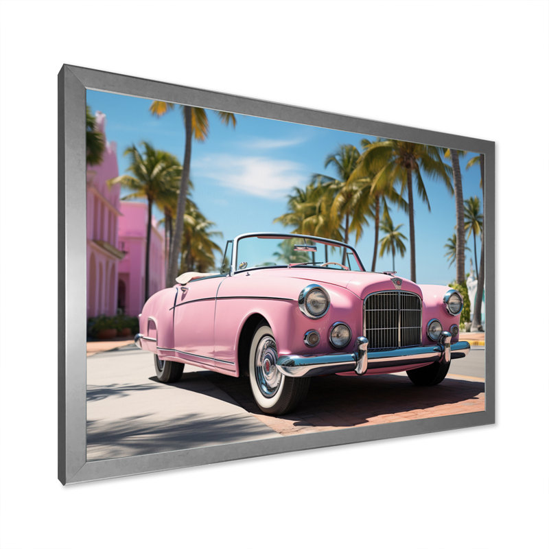 Miami Miami Bentley I, reproduction d'art sur toile, H 12 po x l 20 po x P 1 po, Cadre simple argenté
