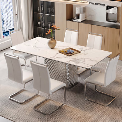 Chaises de salle à manger en faux cuir Amari Modern