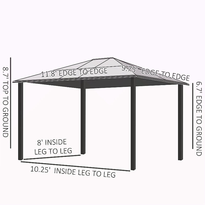 Pavillon de jardin extérieur, pavillon de pavillon rigide, Brun