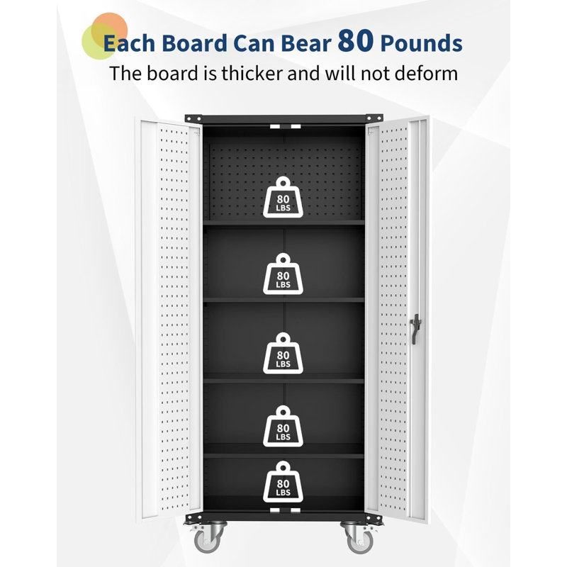 72" Rolling Tool Cabinet, 4 Adjustable Shelves
