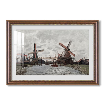 Windmills near Zaandam, 1871-Claude Monet-Custom Framed Canvas