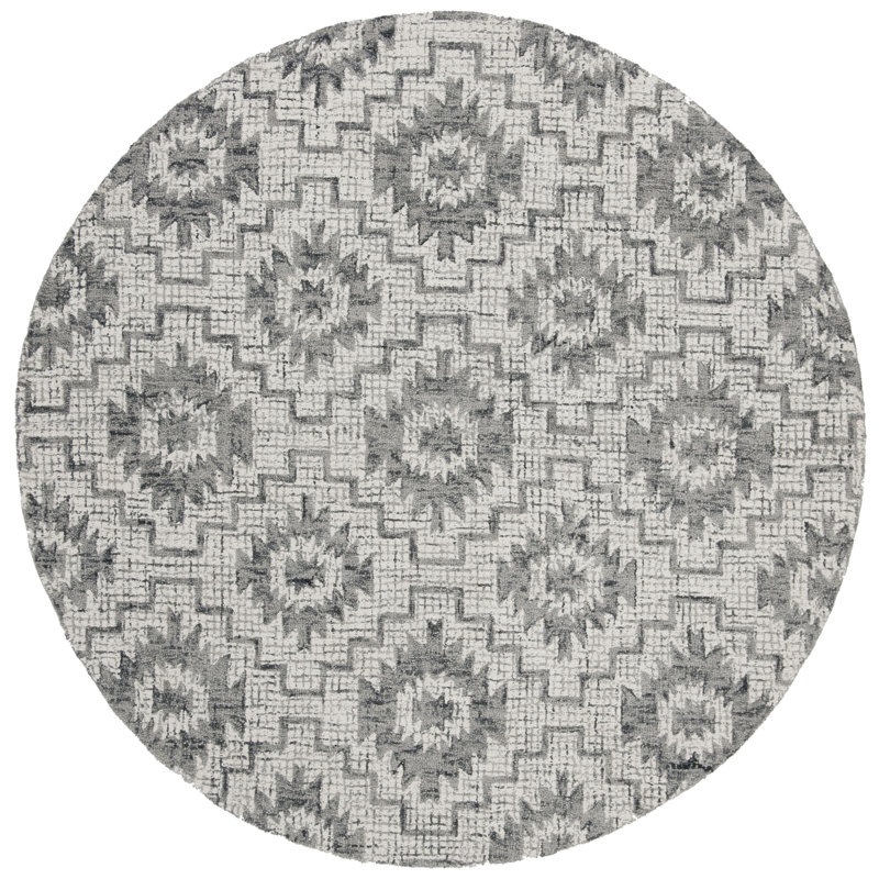Tolland Hand Tufted Wool Geometric Rug, Round 6'