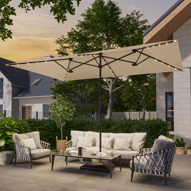 Parasol de terrasse à double face 11x7Ft, Beige