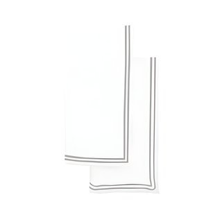 Double Embroidery Border Cotton Napkins (Set Of 4), 20" Square, White/Light Gray