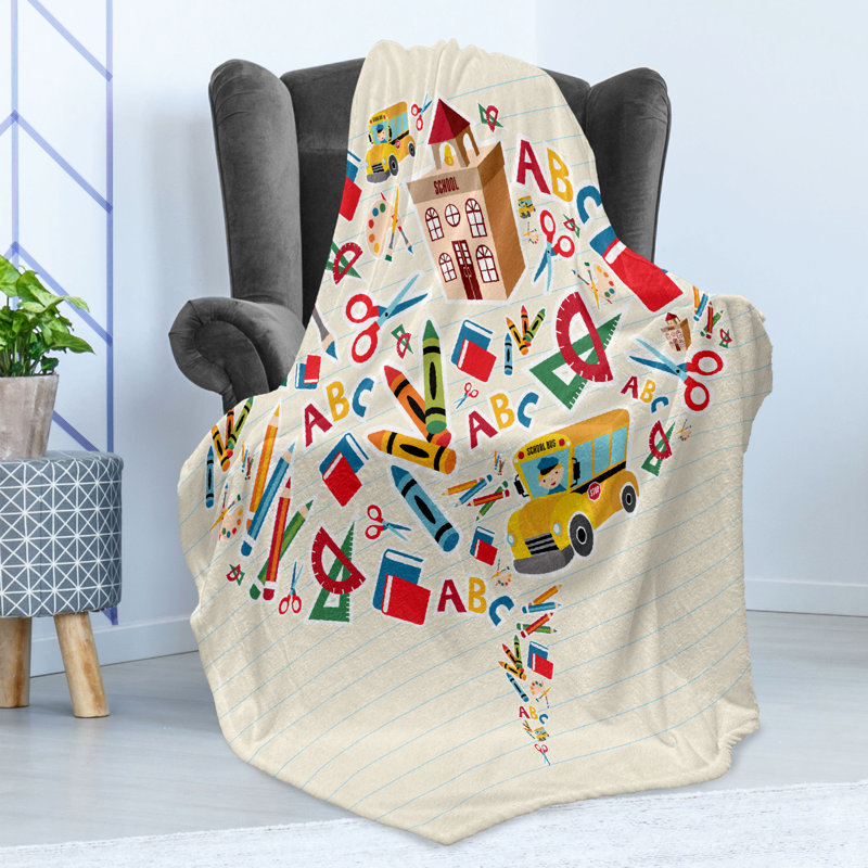 Ambesonne Bus Fleece Throw Blanket Speech Bubble from Tools, 50" W x 60" L