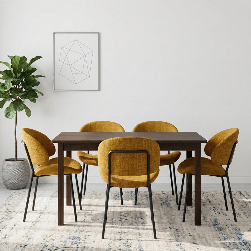 Wexley Set of 4 Velvet Dining Chairs, Mustard