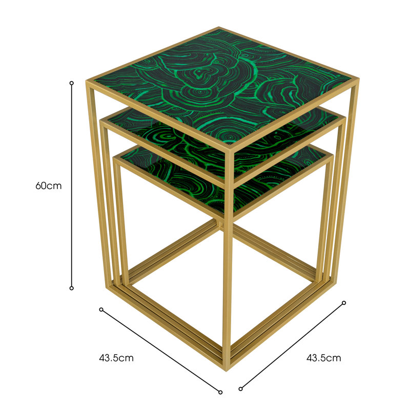 LLB - NEST OF TABLES SET OF 3 - MALACHITE