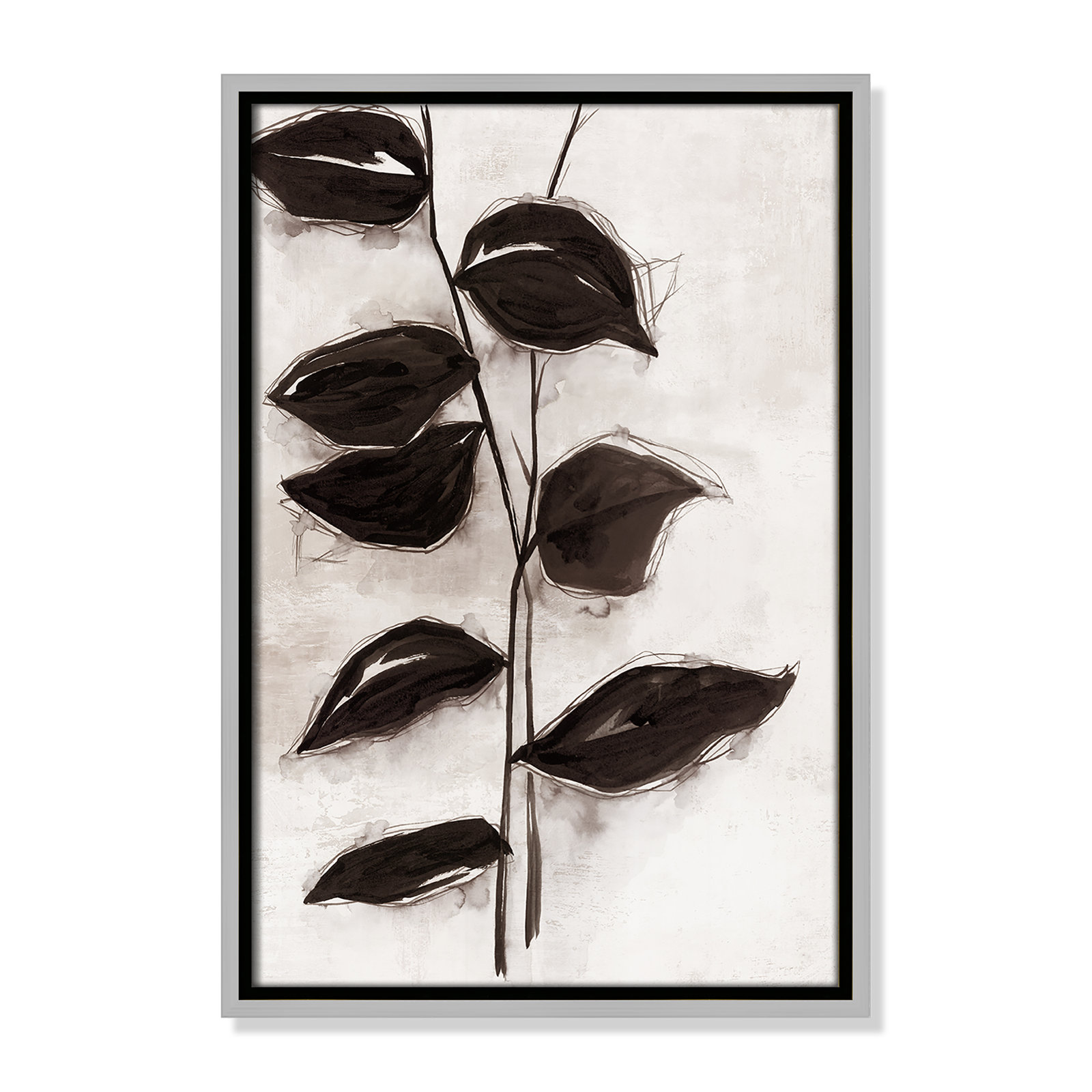 Leaves I by Eva Watts, 19.5" H x 13.5" W x 2" D, Silver Framed