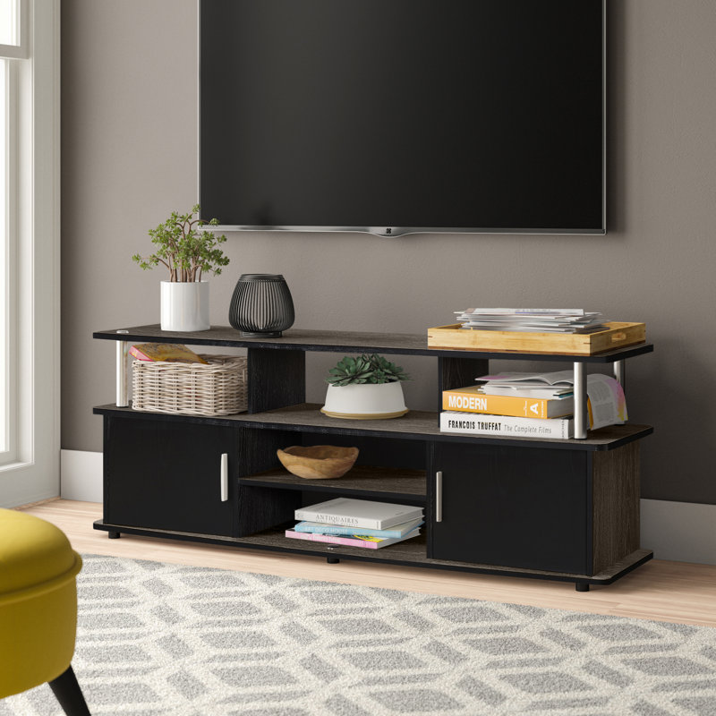 Edwin Unfinished TV Stand for TVs up to 60", Weathered Gray / Black