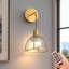 Battery Operated Armed Wall Sconce With Tulip Glass Shade, Remote Control Sconces