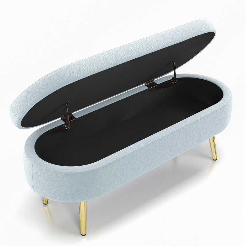 Repose-pieds ovale en flanelle avec pieds en métal et repose-pieds multifonctionnel, Cyan