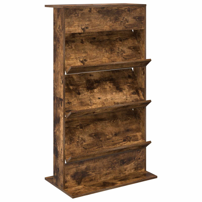 Wood Free Standing Magazine Rack, Smoked Oak