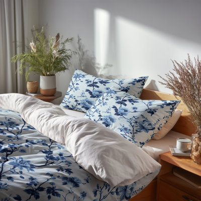 Coastal Comforter Set 6 Pcs - Beach Blue Toile Comforter Bedding Set
