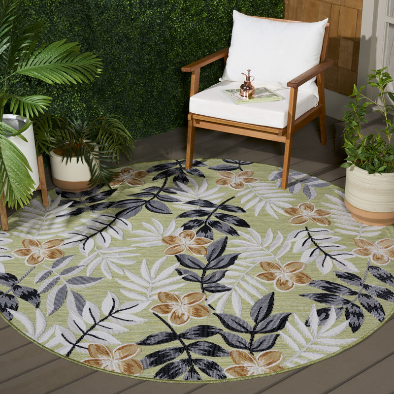 Tapis intérieur / extérieur à motif floral Cabana 405, Rond 6 pi 5 po