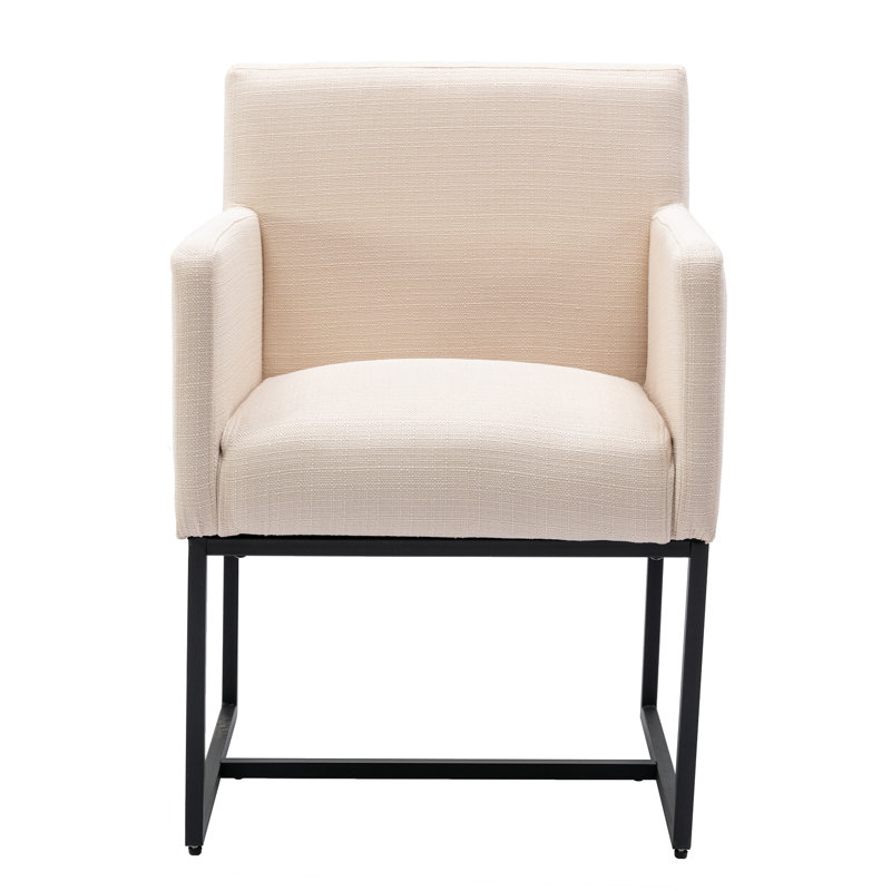 Thirlby 20'' H Upholstered Armchair, Beige Polyester Blend, Black