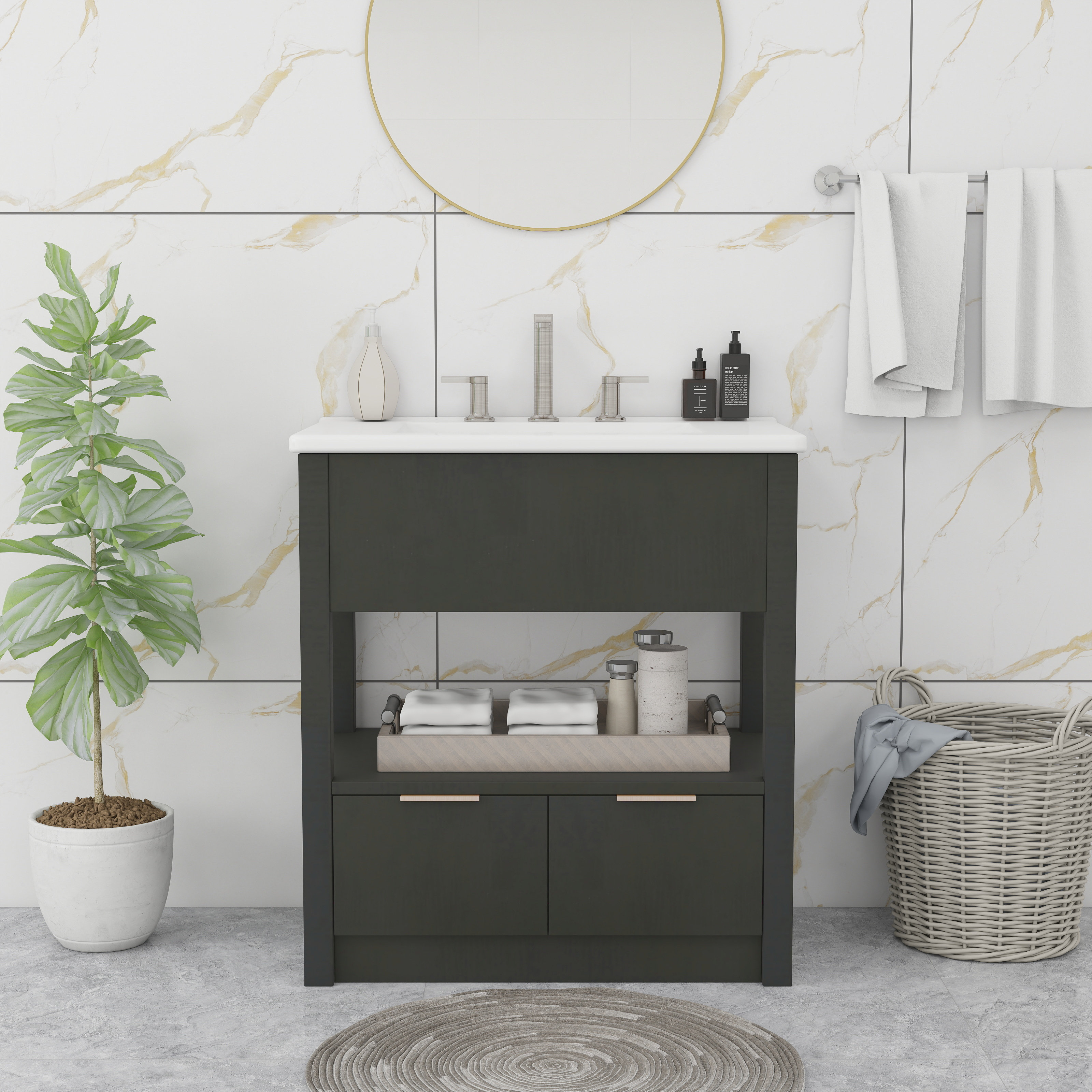 Ebern Designs Bathroom Vanity With Drawers | Wayfair