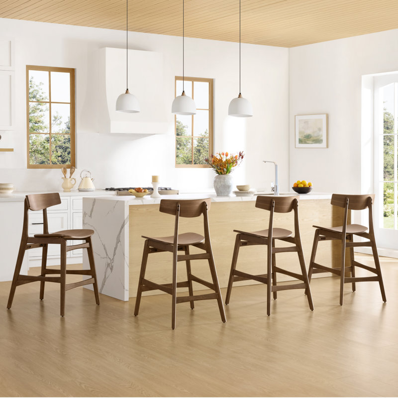 Tabouret de comptoir en bois massif, Noyer