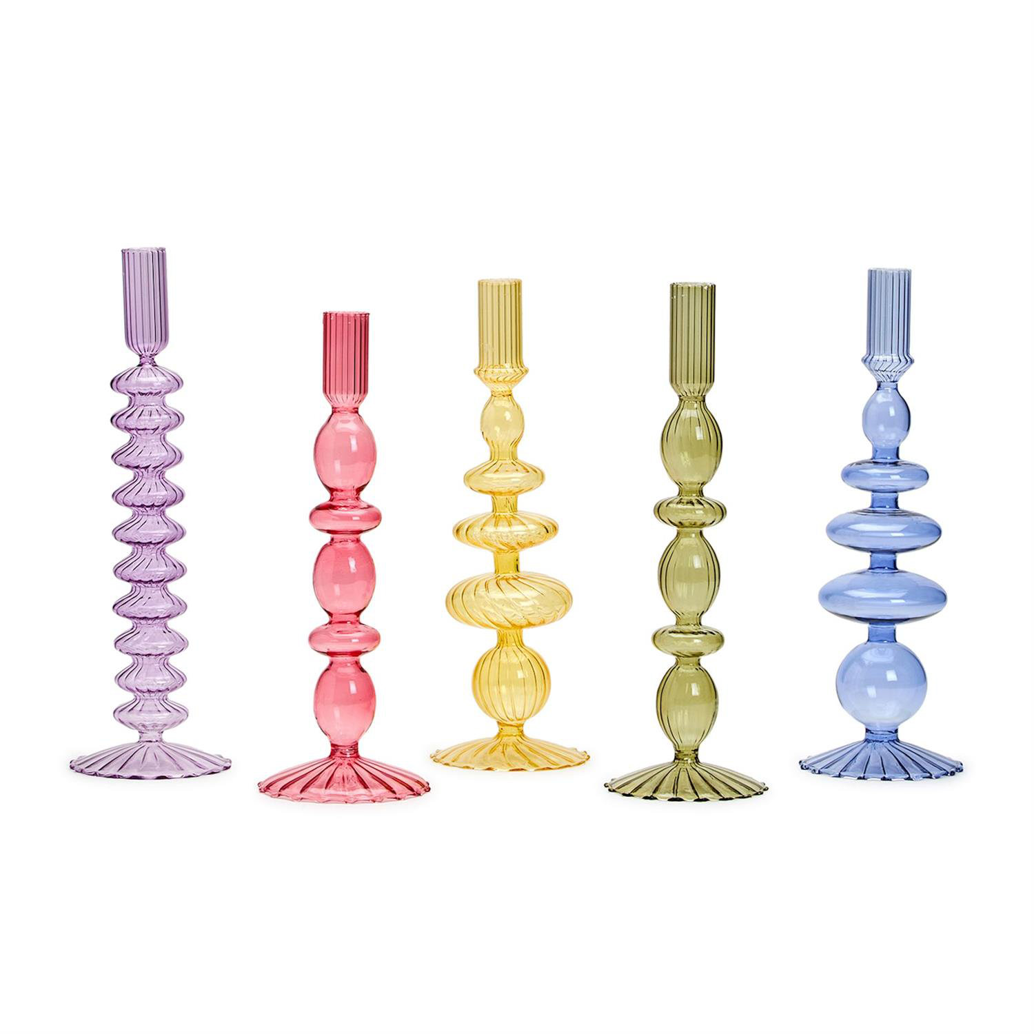 Birch Lane™ Set Of 5 Hand-Blown Glass Candleholder | Birch Lane