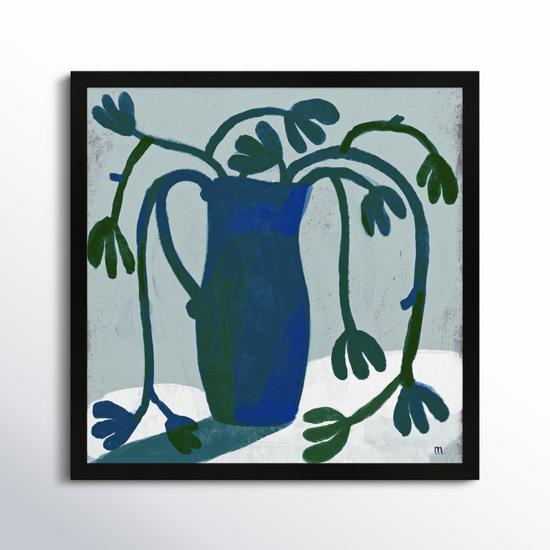 Green Floral Painting by StudioM, Black, 30" H x 30" W x 1.25" D