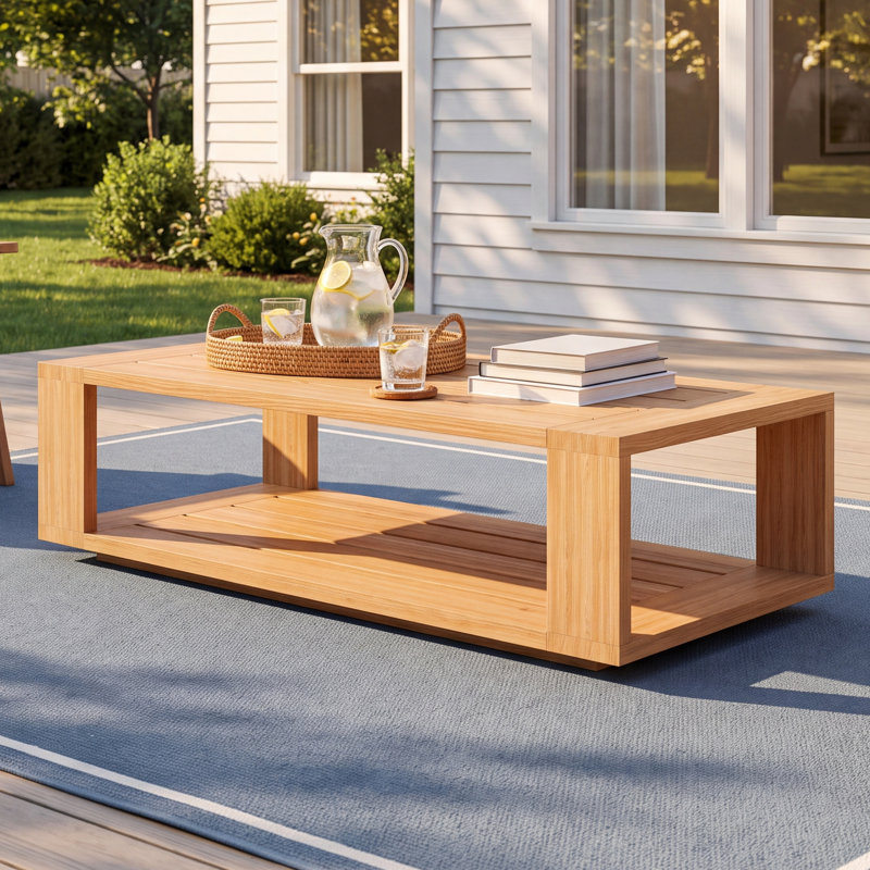 Miguelina Rectangular Teak Outdoor Coffee Table , 48'' in. W 25'' in. D