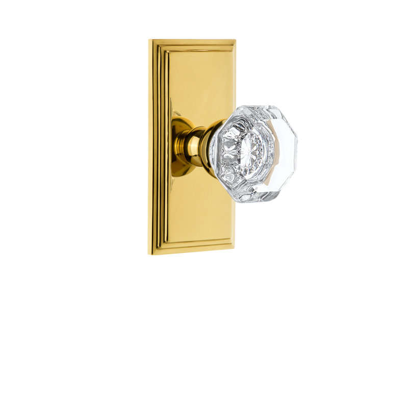Poignée de porte en cristal Grandeur Carré, 2 3/8", Laiton intemporel