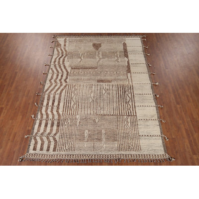 All-Over Striped Moroccan Wool Area Rug 8x11
