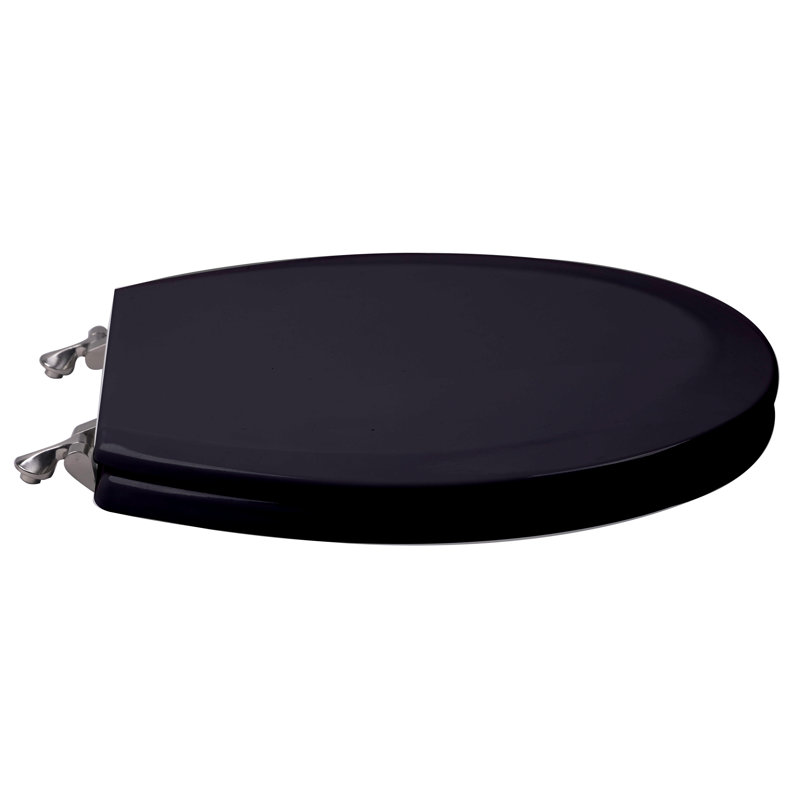 Round Toilet Seat and Lid, Chrome, Black