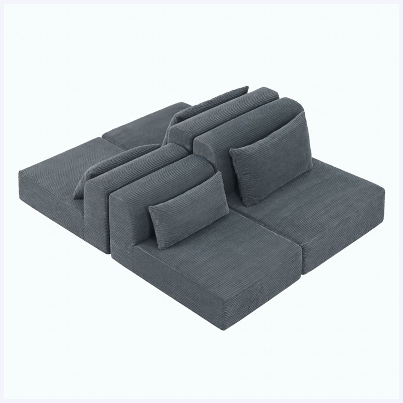 71inch-Modular Sofa Couch for Living Room, Velours côtelé gris