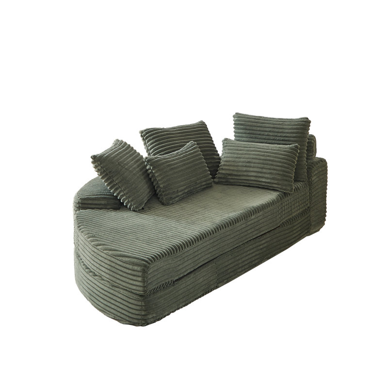 Chaise longue rembourrée, Orienté à gauche (vu de face), Vert