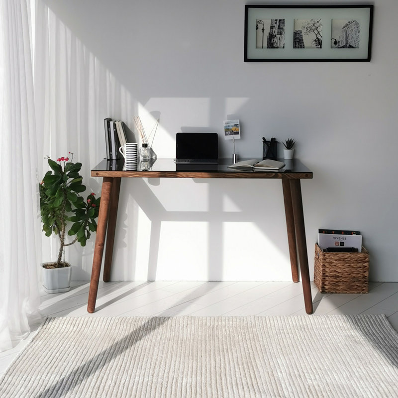 Libby Glass Top Metal Base Writing Desk