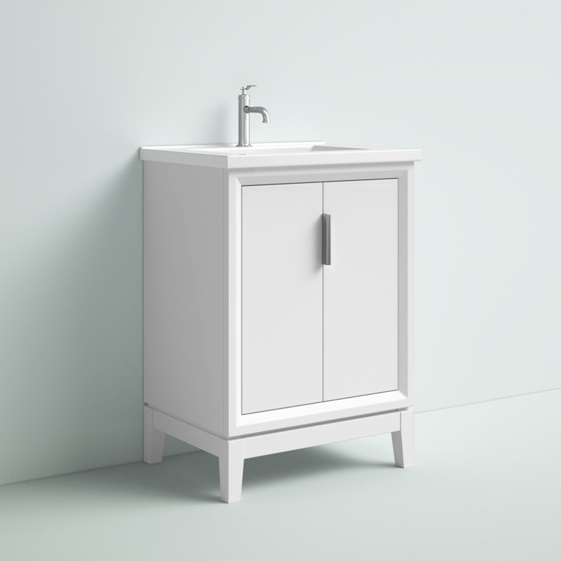 Ensemble de meuble-lavabo simple 24 po Elise, Blanc pur, Chrome