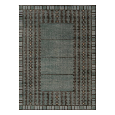 Distressed Homage Hand Knotted Wool Geometric Area Rug