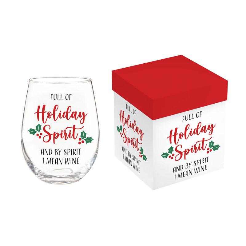 Holiday Holiday 17 oz. Verre à vin sans pied et boîte-cadeau