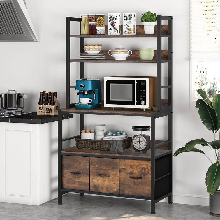 Tribesigns Rustic Brown Metal Bakers Rack with Microwave Stand and 5 Shelves  in the Dining & Kitchen Storage department at
