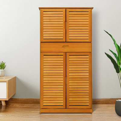 Red Barrel Studio Bamboo Tiers Drawer 21 Pairs Shoes Rack With