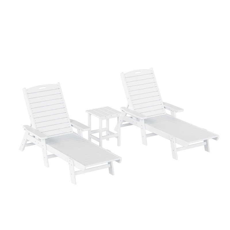 Ensemble de 3 chaises longues inclinables Laguna, Blanc