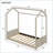 Twin Size Velvet Upholstered House Bed Frame - Pinewood Build, Beige - No Box Spring Needed