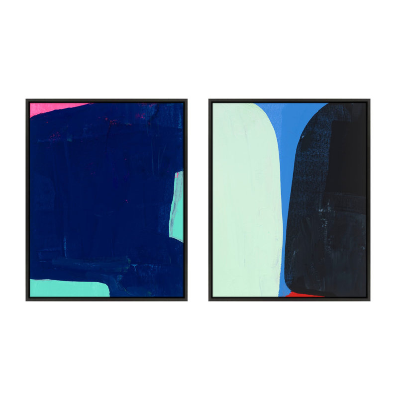Deep Blue Set Of 2 Print by Andrea Stokes, 30" H x 24" W x 1.375" D, Black Framed