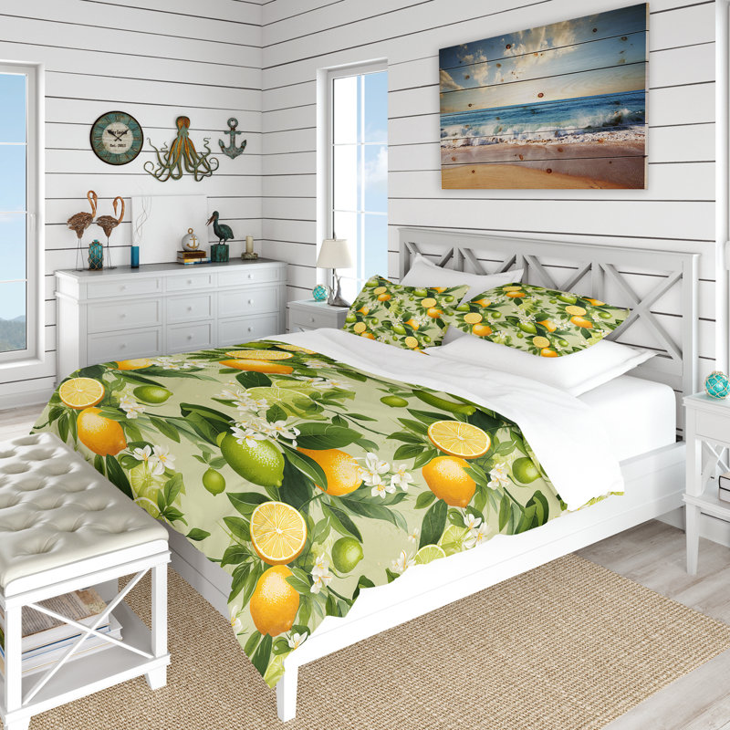 Literie Citrus Zest Tropical Pattern III, Housse de couette simple + 1 taie décorative stan