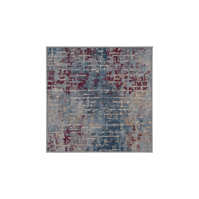 Machine Washable Gray Area Rug, Square 3'